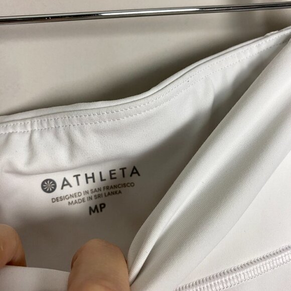 Athleta Laser Cut Leggings White Pockets Active Womens Medium Petite - Picture 4 of 10